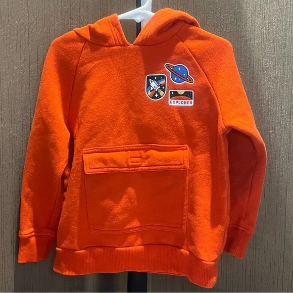 The Children's Place Orange Hoodie with Space Patches - Picture 1 of 3